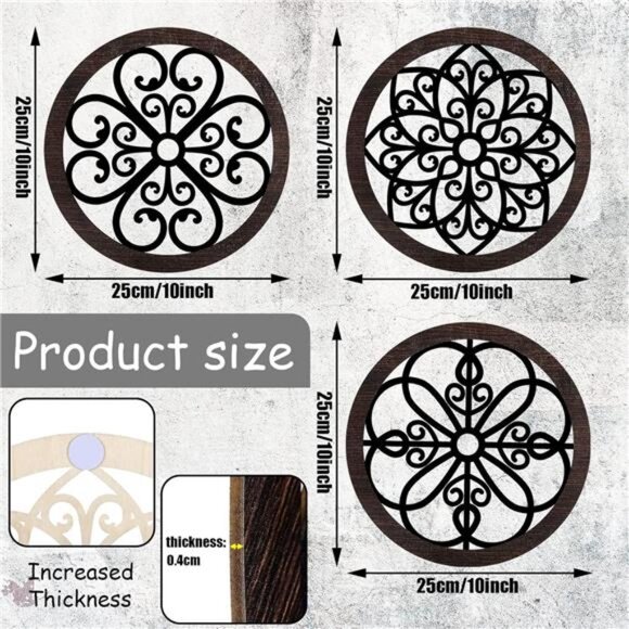 4 Pcs Thicken Rustic Wall Decor Farmhouse Wall Art Wooden Hollow - Picture 6 of 7